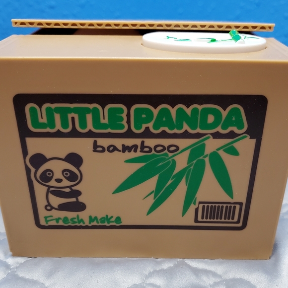 RB1 COLLECTIBLE LITTLE PANDA BAMBOO BATTERY OPERATED BANK WORKS - Picture 1 of 6